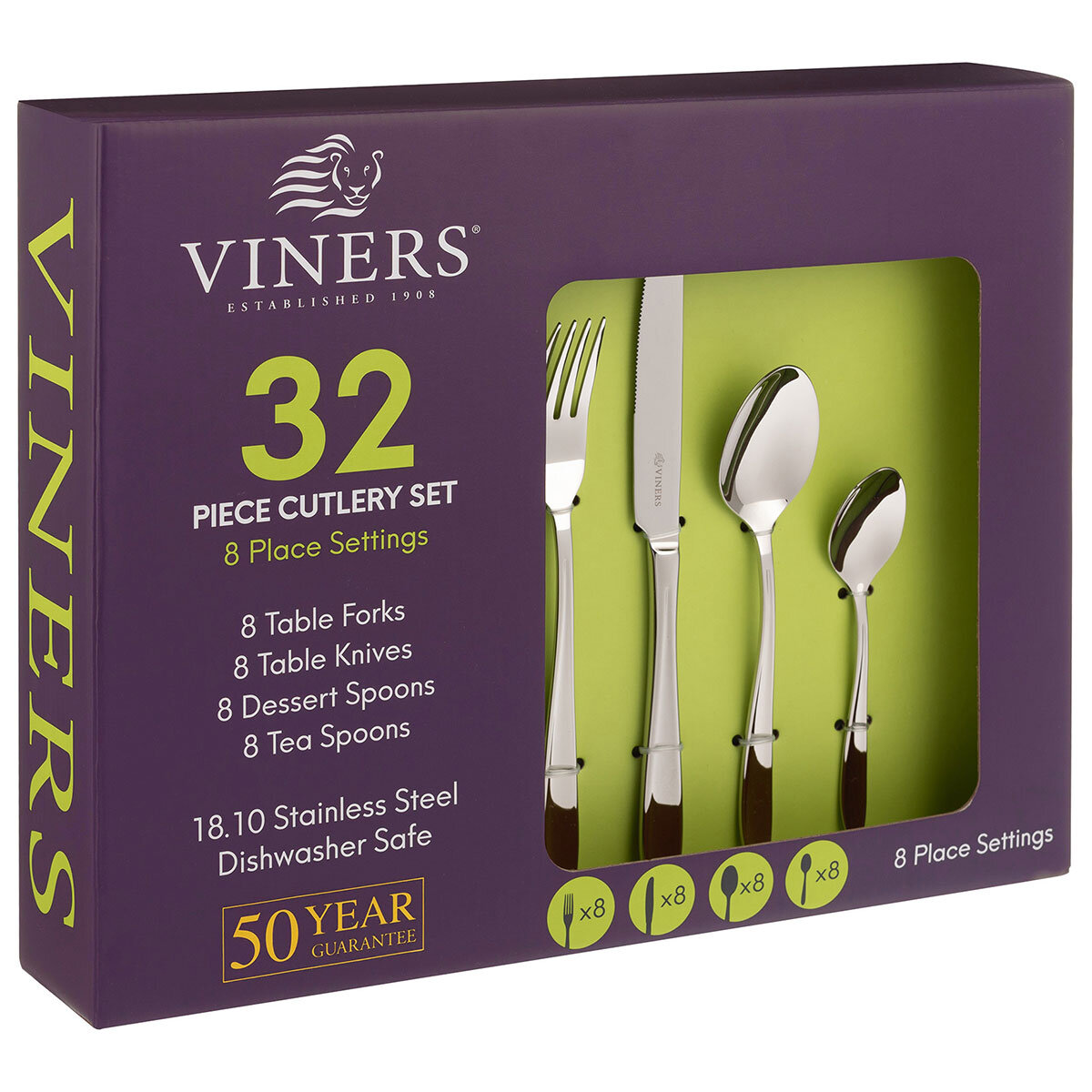Viners Henley Stainless Steel Cutlery Set 32 Piece Cos