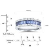 Baguette Cut Blue Sapphire & 0.22ctw Diamond Ring, 18ct White Gold