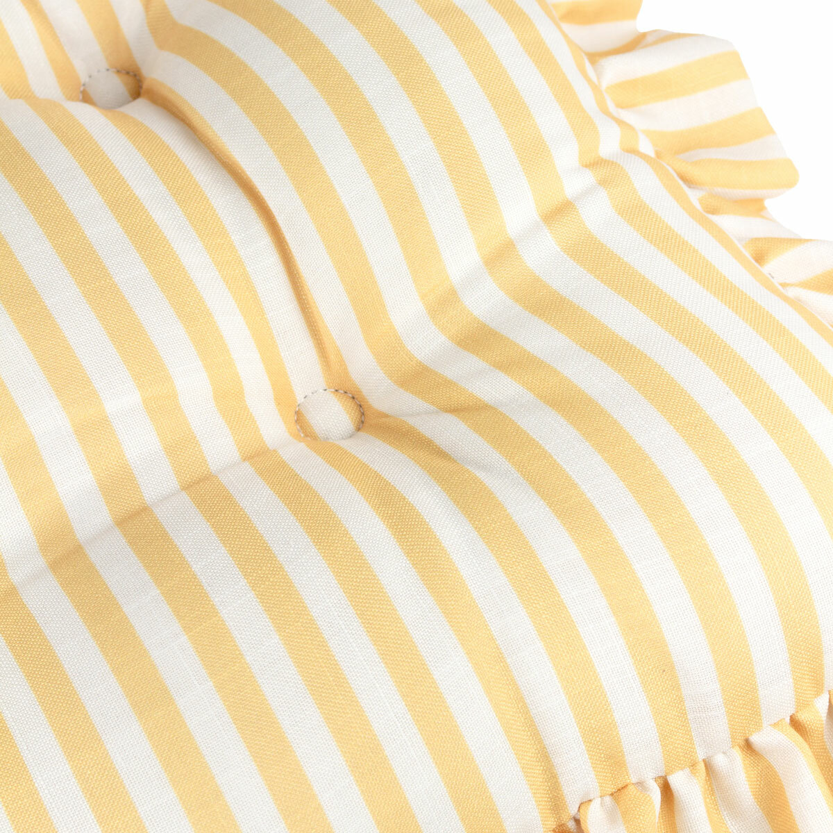 Wylder Millie Ruffle Yellow Striped Indoor Outdoor Seat Pad 2 Pack, 40 x 40 cm