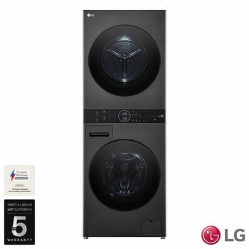 LG WT1210BBTN1, 12kg/10kg, 1400rpm, WashTower Rated in A/A+++ in Black Steel