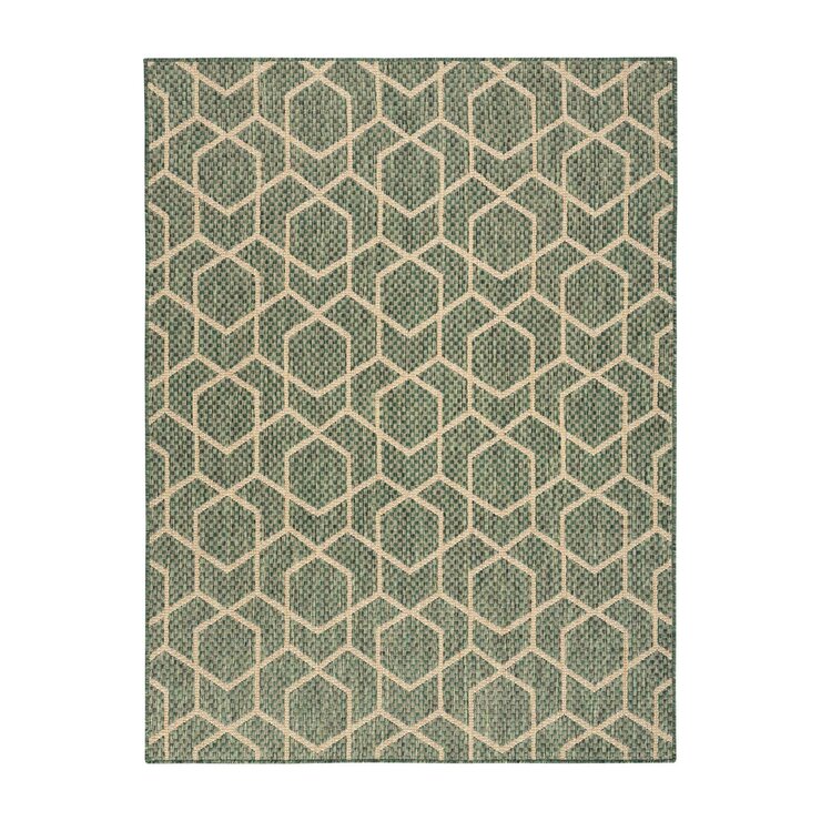 Nourison Horizon Geometric Green Indoor Outdoor Rug, in 2 Sizes