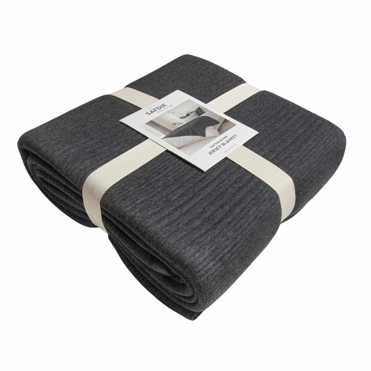 Safdie Cotton Blend Grey Jersey Blanket, 224 x 234 cm Safdie Cotton Blend Grey Jersey Blanket, 224 x 234 cm