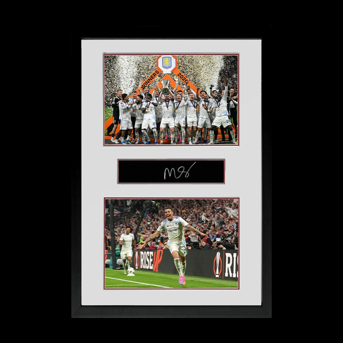 Morgan Rogers Signed Aston Villa Europe League Plaque Iconic Frame in 2 Options: White or Black