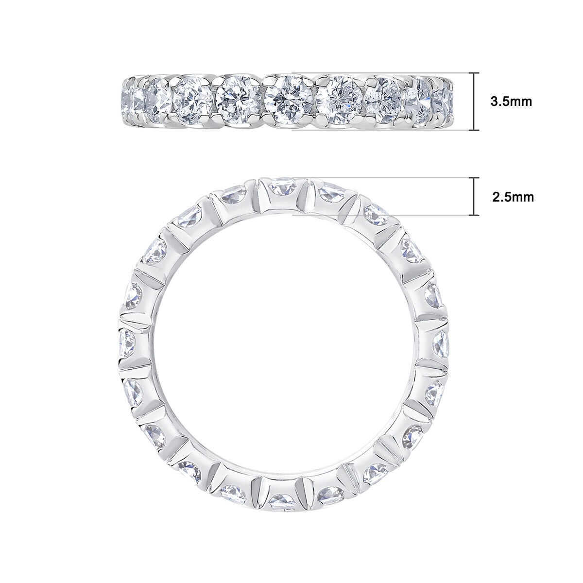 2.00ctw Round Brilliant Cut Claw Set Eternity Ring, Platinum