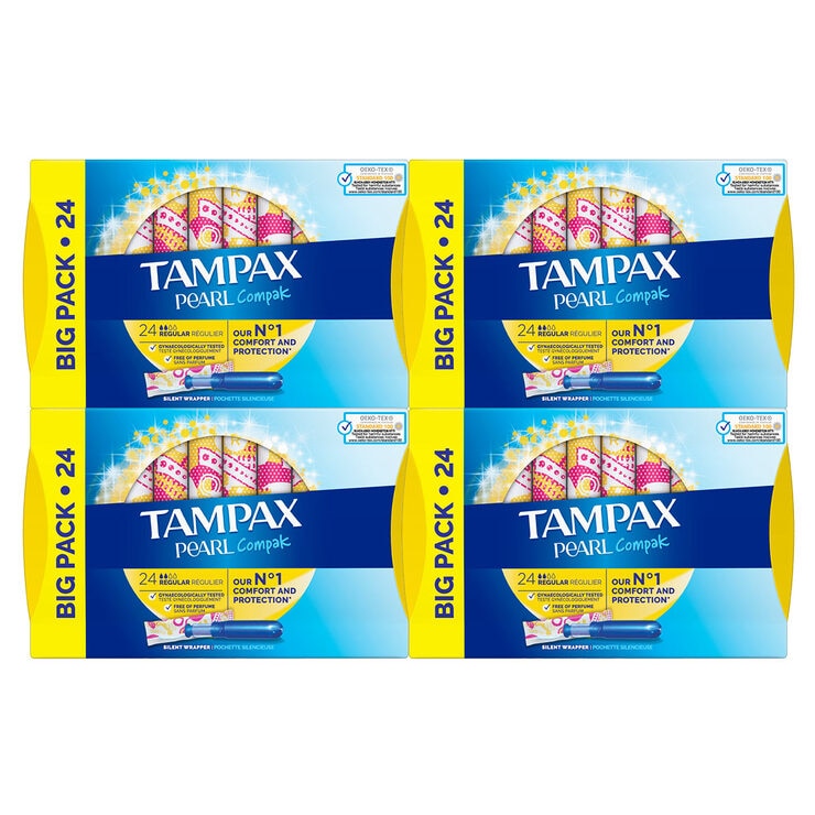 Tampax Pearl Compak Applicator Regular Tampons, 4 x 24 Pack Costco UK