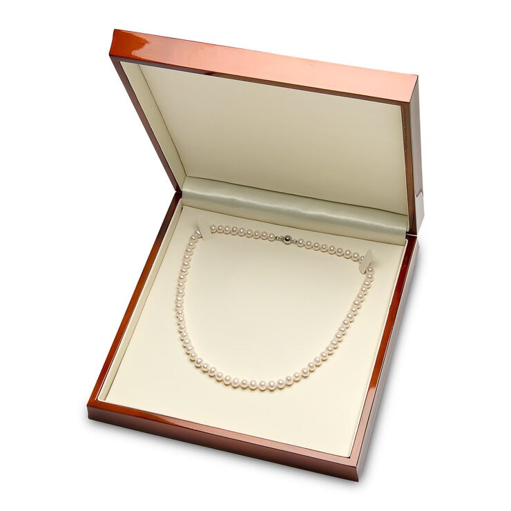 Cultured Freshwater White Pearl Necklace, 18ct Yellow Gold Cultured Freshwater White Pearl Necklace, 18ct Yellow Gold