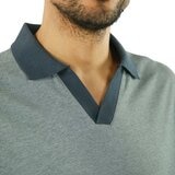 Jachs Mens Lightweight Knit Oxford Polo Shirt in Charcoal