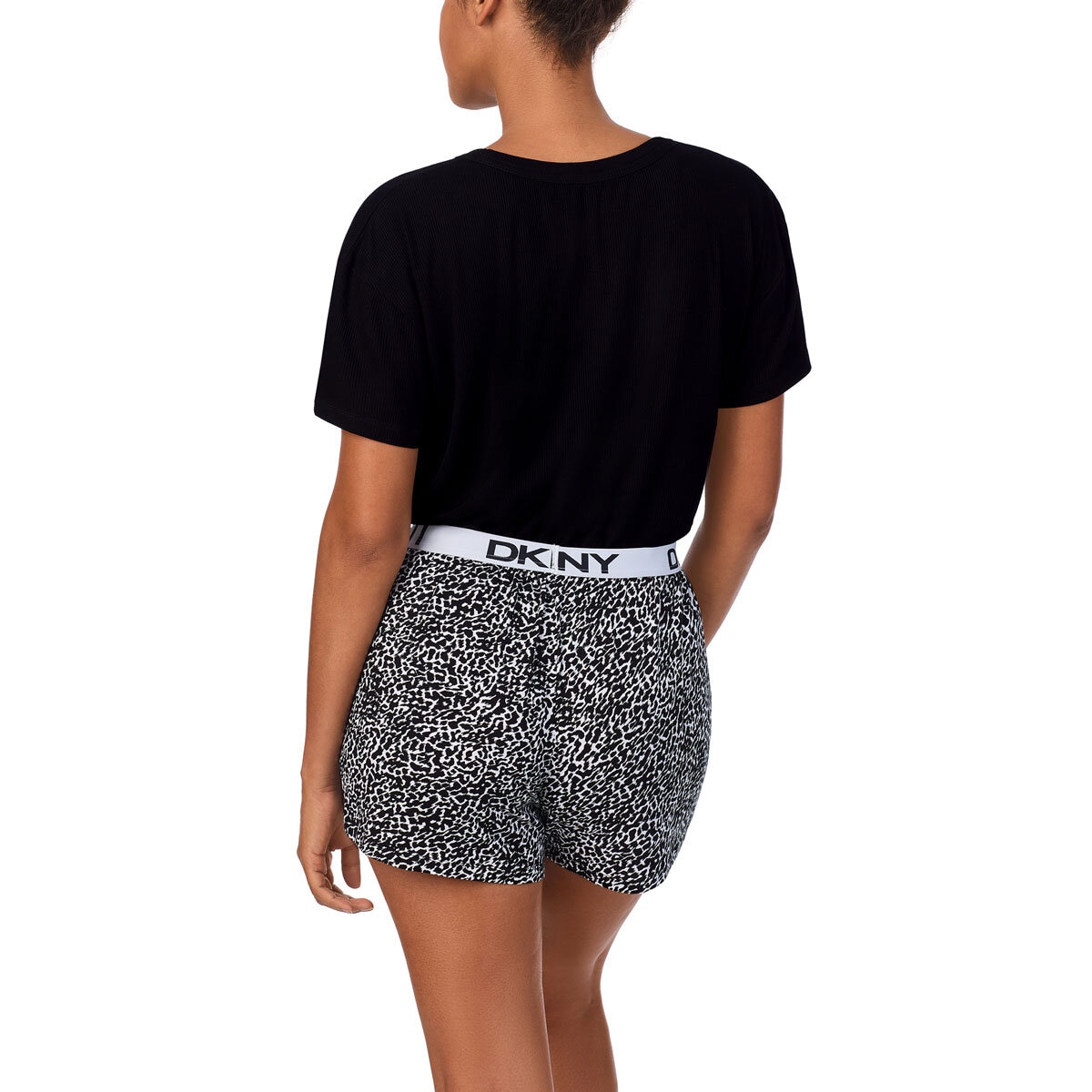 DKNY Ladies Tee & Boxer Pyjama Set in Black