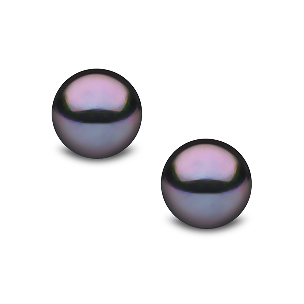 8-8.5mm Cultured Freshwater Black Pearl Stud Earrings, 18ct Yellow Gold