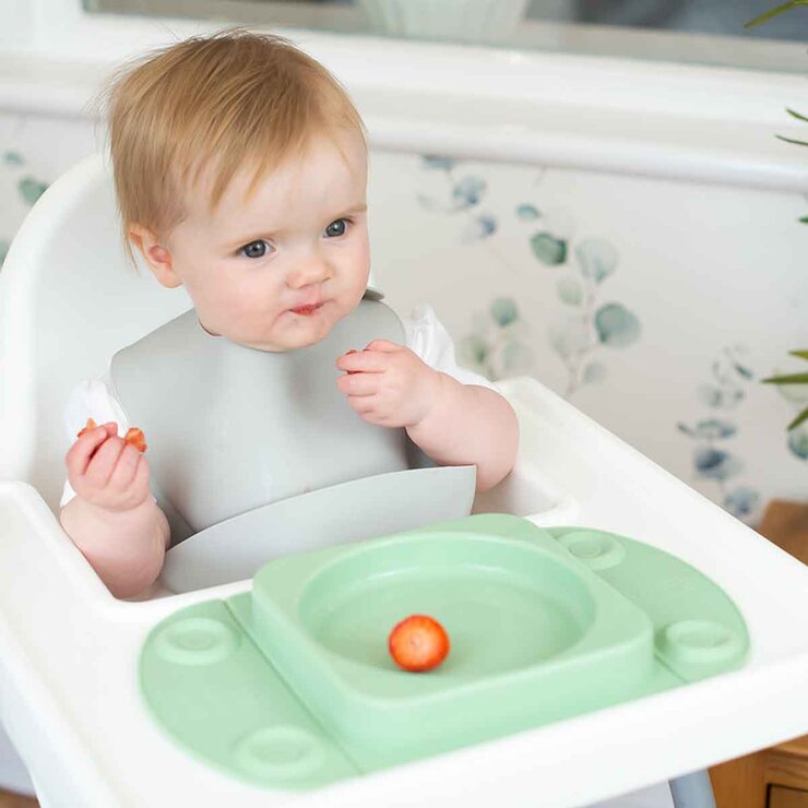 EasyTots EasyMat MiniMax Open Suction Weaning Plate in Sage EasyTots EasyMat MiniMax Open Suction Weaning Plate in Sage