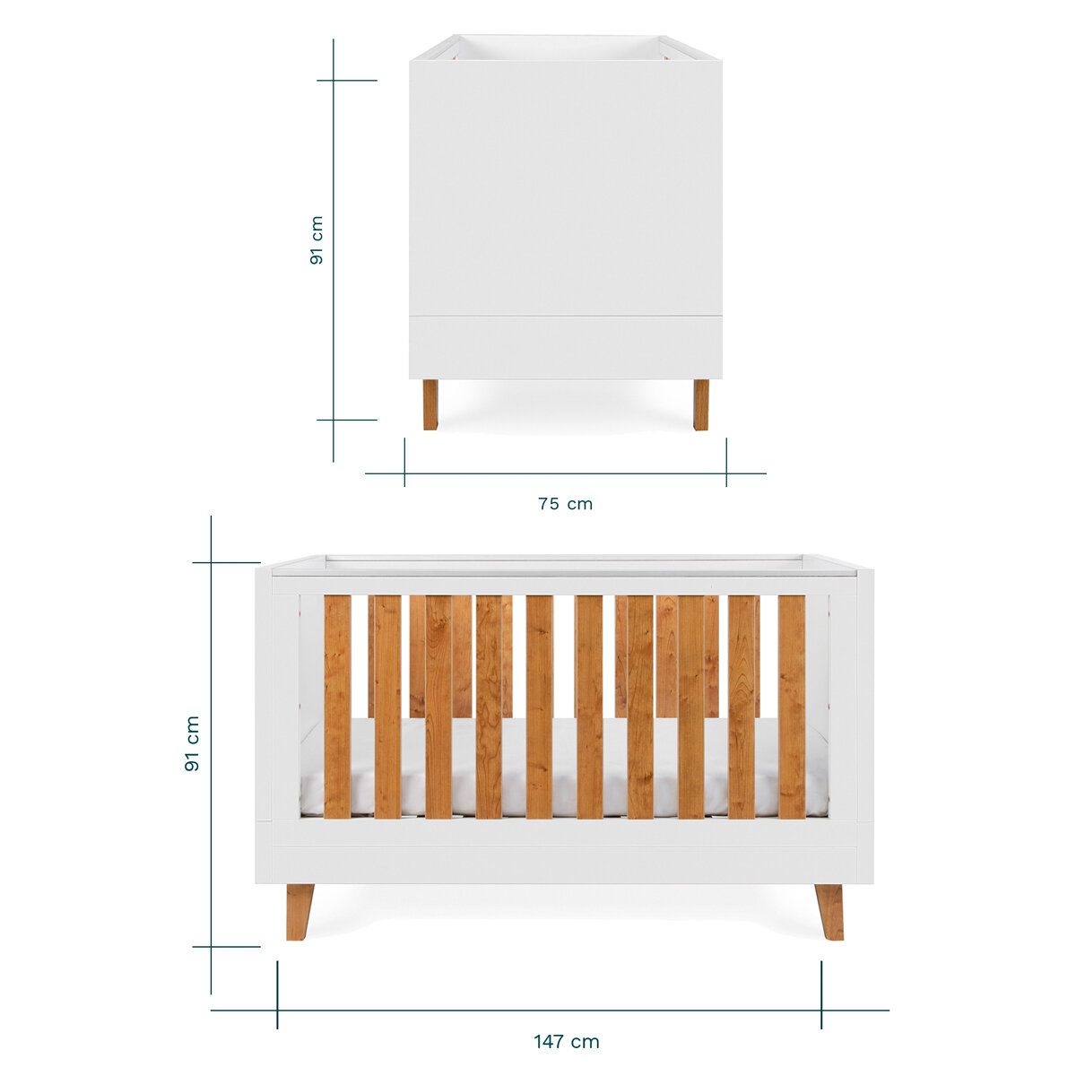 Tutti Bambini Como Cot with Sprung Mattress, White and Rosewood