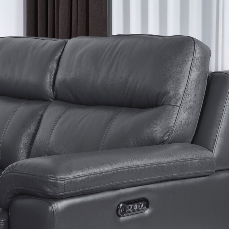 Grace Dark Grey Leather Power Reclining 2 Seater Sofa