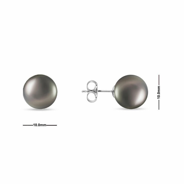 10-10.5mm Tahitian Pearl Earrings, 14ct White Gold 10-10.5mm Tahitian Pearl Earrings, 14ct White Gold