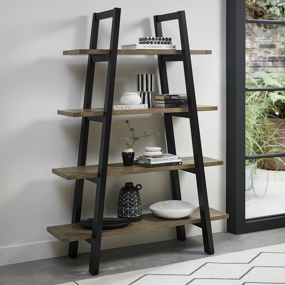 Bentley Designs Camden Weathered Oak & Peppercorn Open Display Unit