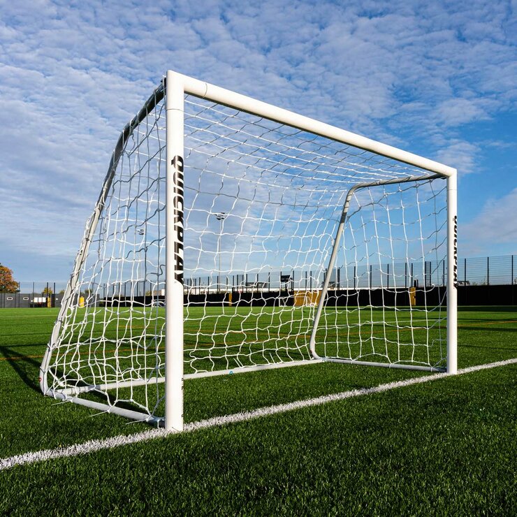 Lifestyle image showing the Quickplay Pro Alu Match 8ft x 5ft Football Goal from the front Lifestyle image showing the Quickplay Pro Alu Match 8ft x 5ft Football Goal from the front