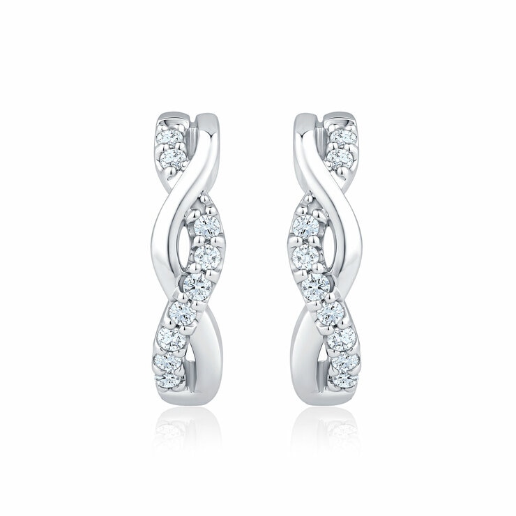 0.20ctw Round Brilliant Cut Diamond Infinity Hoop Earrings, 14ct White Gold