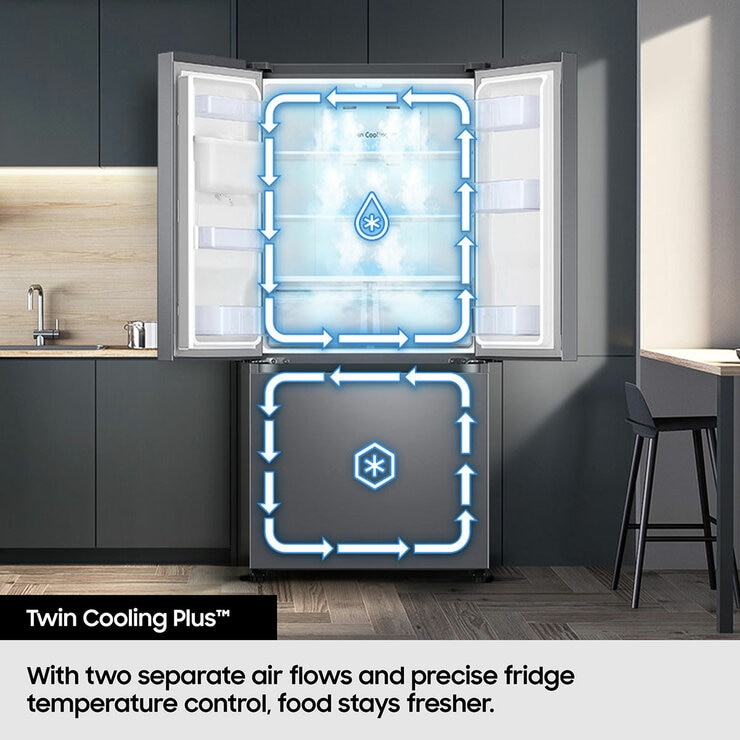 Samsung Series 8 SpaceMax, RF50C532EB1/EU 495L Smart Multi Door Fridge Freezer, E Rated in Black