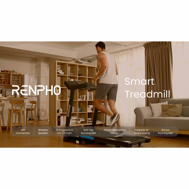 Graphic showing the different features of the treadmill