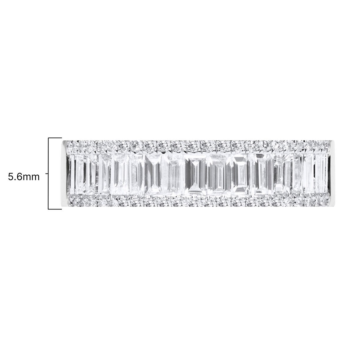 1.00ctw Baguette & Round Brilliant Cut Diamond Ring, 18ct White Gold