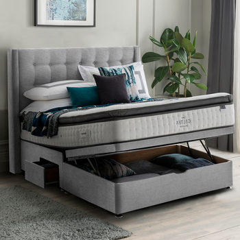 Silentnight Ottoman Divan Base with Bloomsbury Headboard in 4 Colours & 3 Sizes