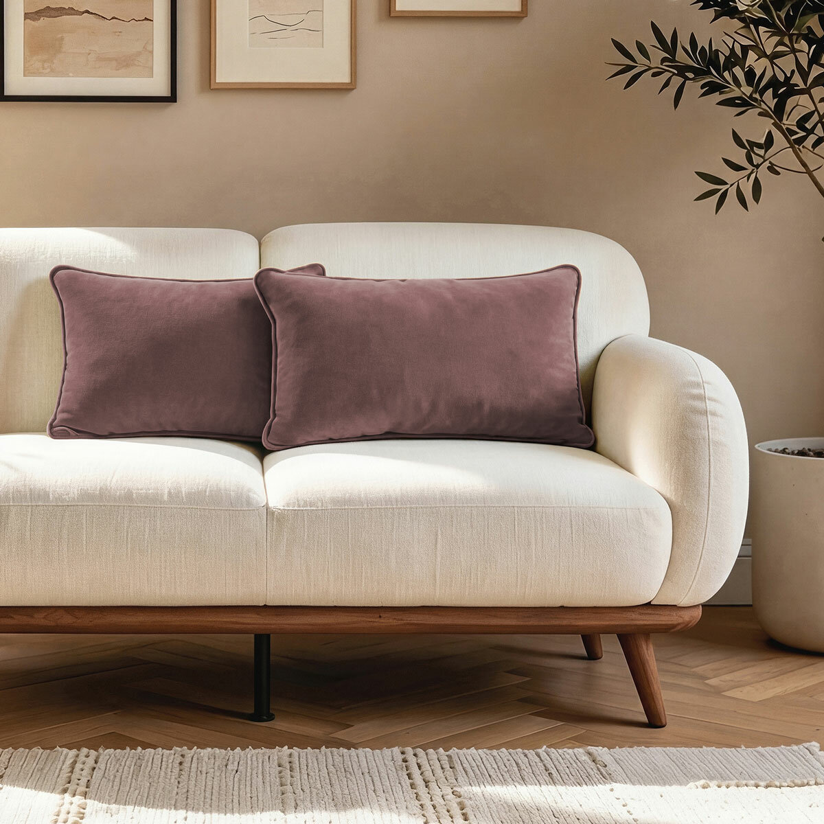 Sutton Place Collection Brown Velvet Cushion 2 Pack, 35 x 55 cm