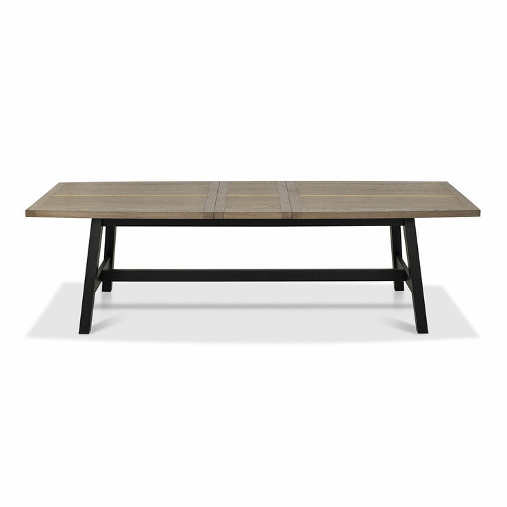 Bentley Designs Camden Weathered Oak & Peppercorn Extending Dining Table, Seats 6-8
