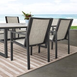 Agio Trinity 7 Piece Sling Dining Patio Set with Sintered Stone Table Top + Cover