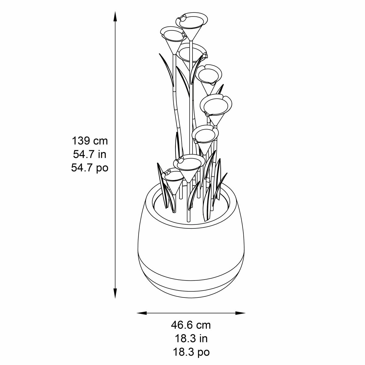 55" (139cm) Cascading Calla Lilly Fountain
