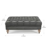 Allington Grey Leather Chesterfield Footstool