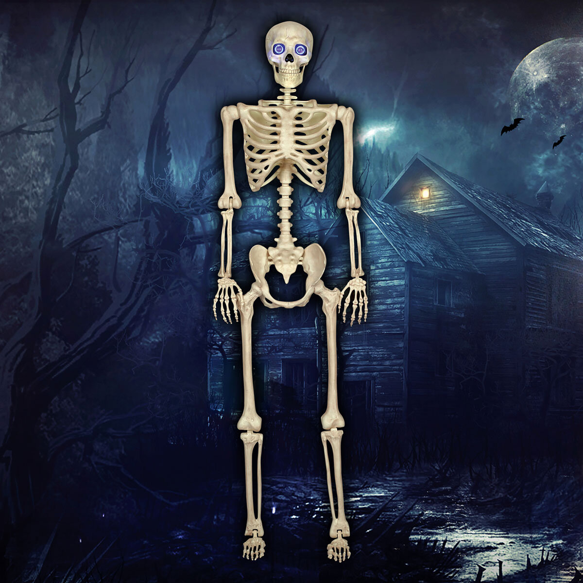 Halloween 5ft (1.5m)  Skeleton With LED Eyes & Sounds