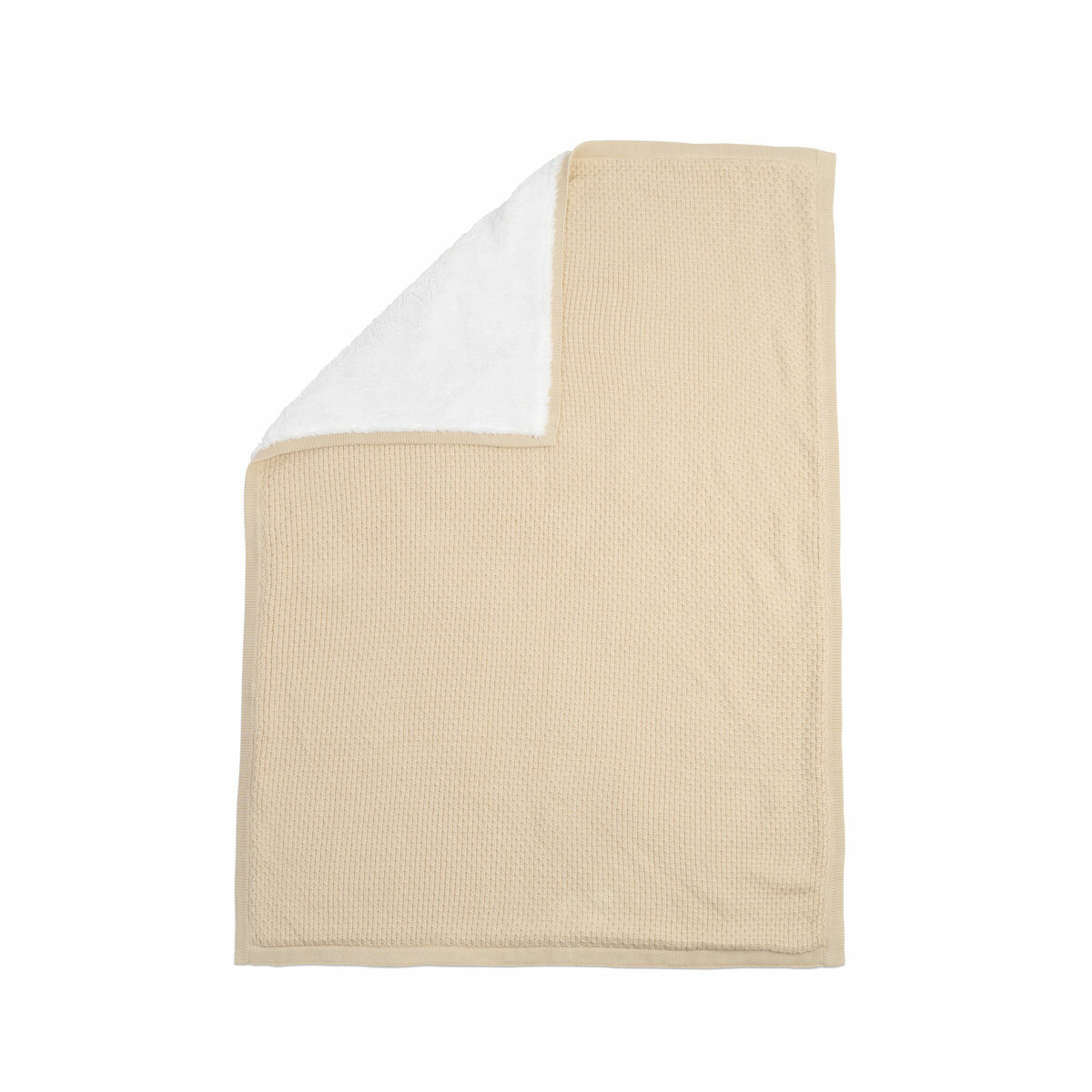 Clair De Lune Organic Cotton Cream Sherpa Fleece Travel Blanket, 70 x 100 cm