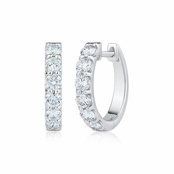 1.00ctw Round Brilliant Cut Diamond Hoop Earrings, 14ct White Gold