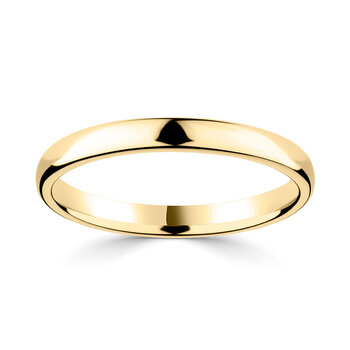 2.5mm Classic Court Wedding Ring, 18ct Yellow Gold