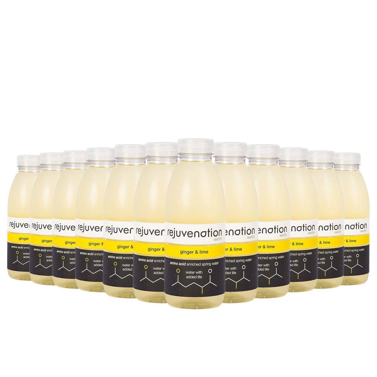Rejuvenation Water Ginger & Lime Amino Acid Enriched Spring Water, 12 x