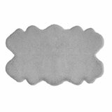 Layout image of grey faux fur quad rug