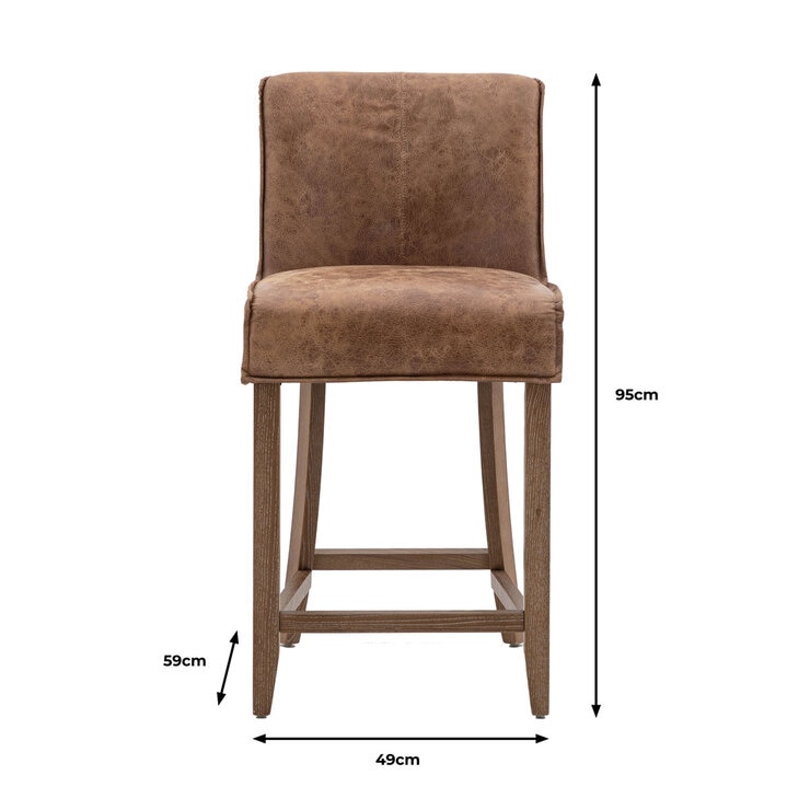 Tarnby Brown Leather Barstool 2pk