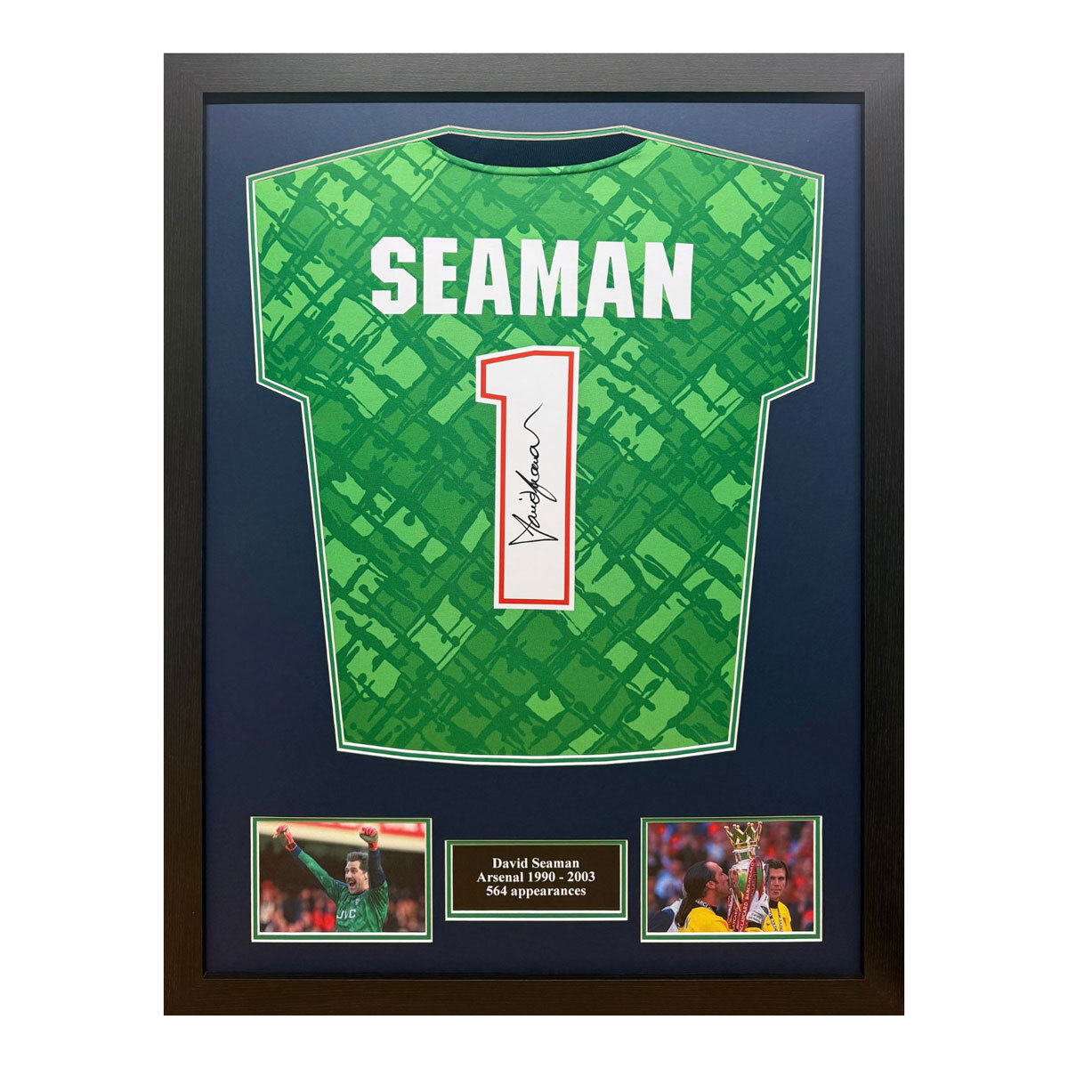 David Seaman Signed Framed Arsenal Goalkeeper Shirt David Seaman Signed Framed Arsenal Goalkeeper Shirt
