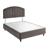Silentnight Velvet 4 Drawer Divan Base with Merlin Headboard in Charcoal in 3 Sizes