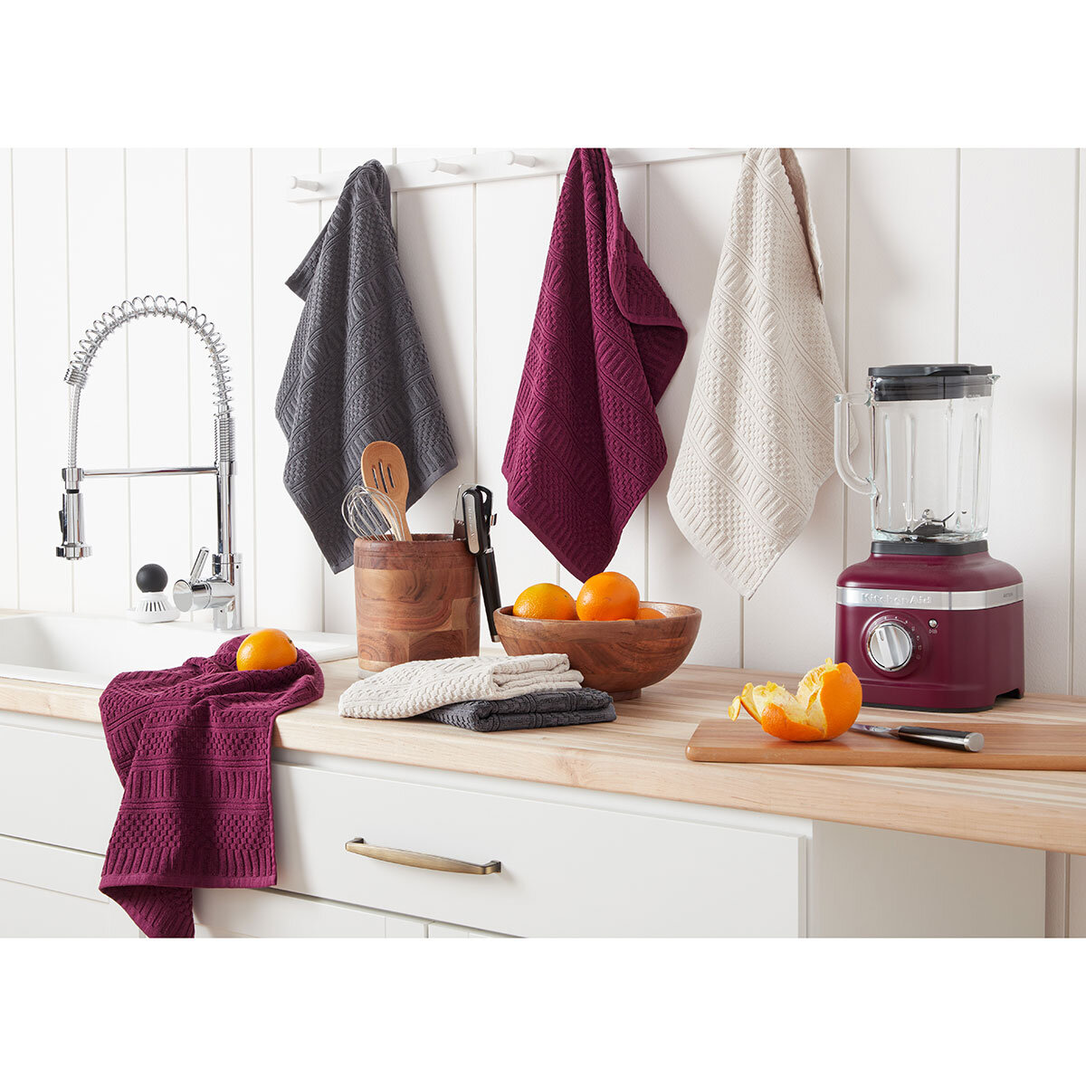 KitchenAid Cotton Kitchen Towels, 6 Pack in Beetroot Co...