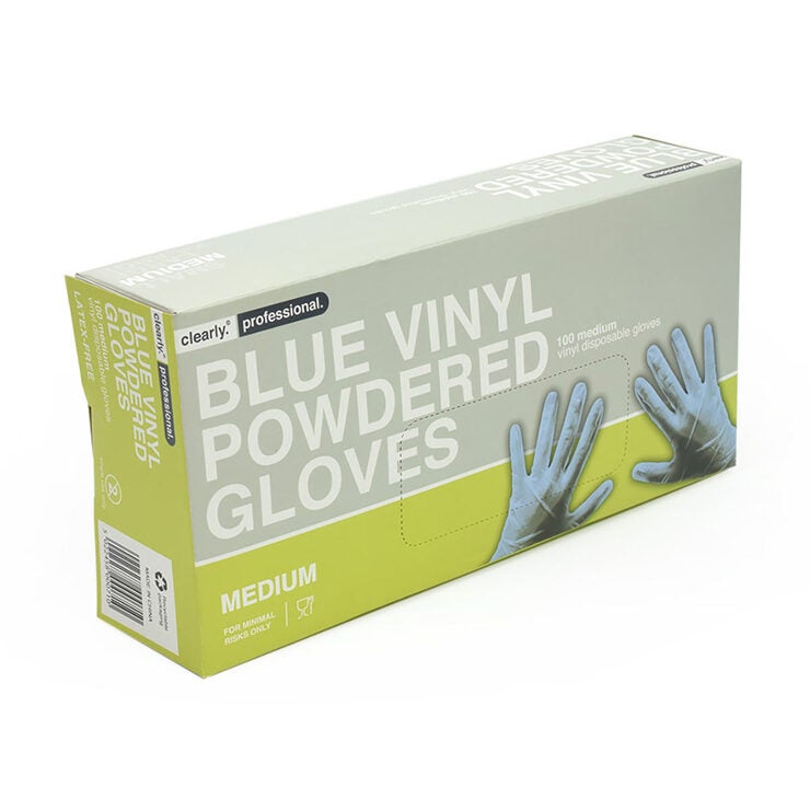 BLUE VINYL POWDERED GLOVES 100 PACK BLUE VINYL POWDERED GLOVES 100 PACK