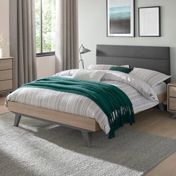 Bentley Designs Brunel Scandi Oak & Dark Grey Bed Frame, King Size