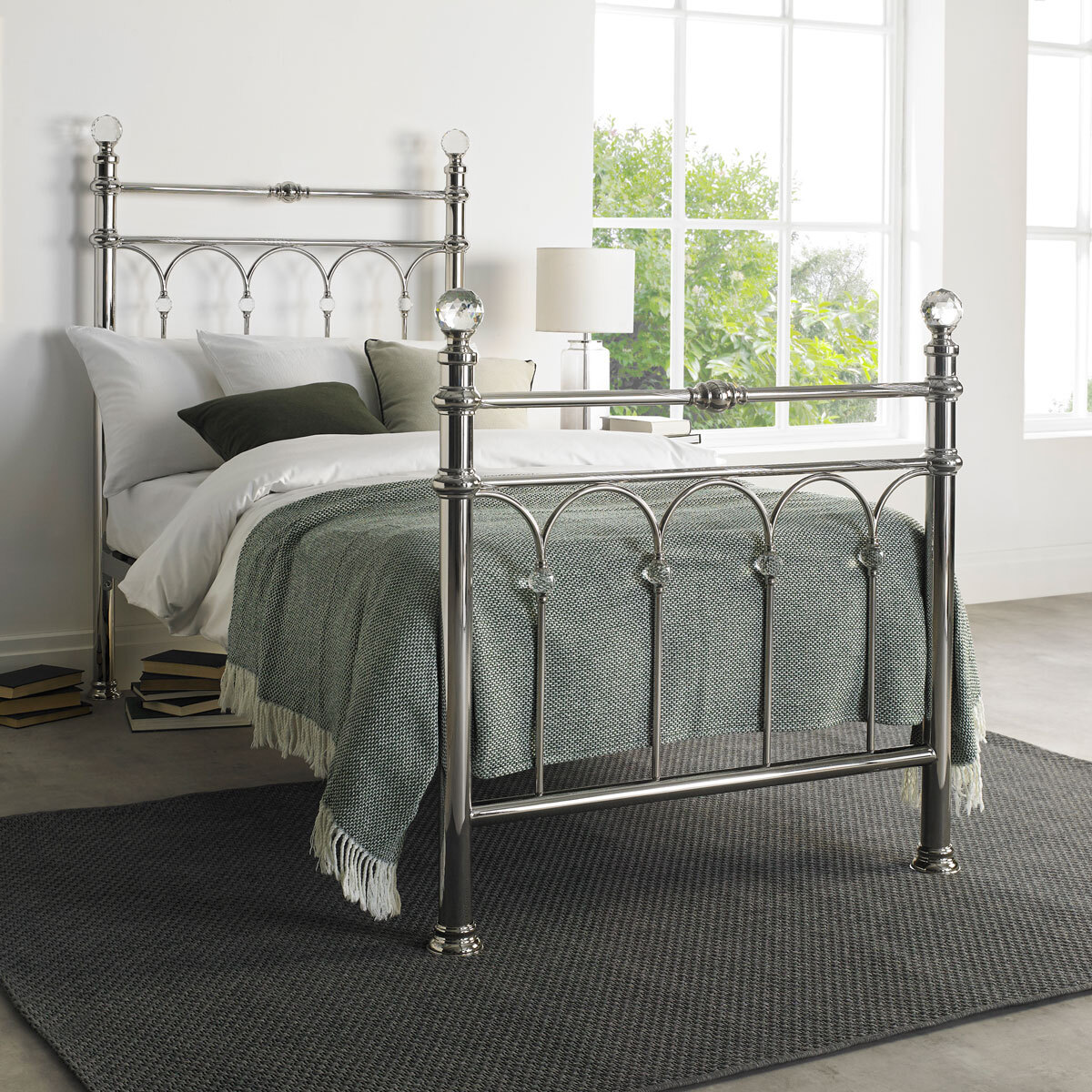 Bentley Cristina Shiny Nickel Finish Metal Bed Frame, Single Costco UK