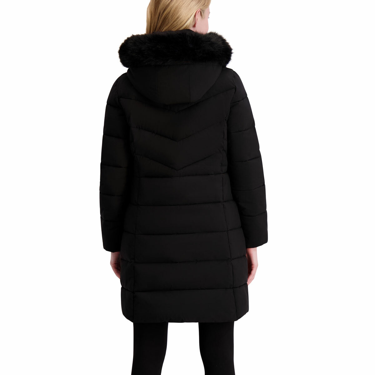 Halston Ladies Hooded Walker Coat in Black