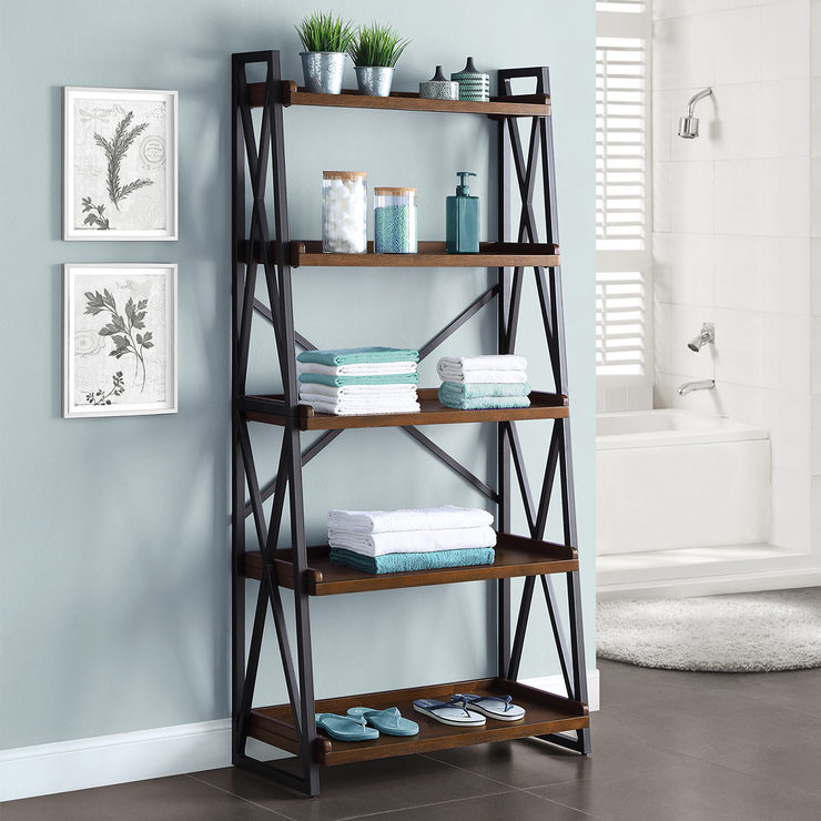Bayside Furnishings Ladder Bookcase with 5 Fixed Shelves Costco UK
