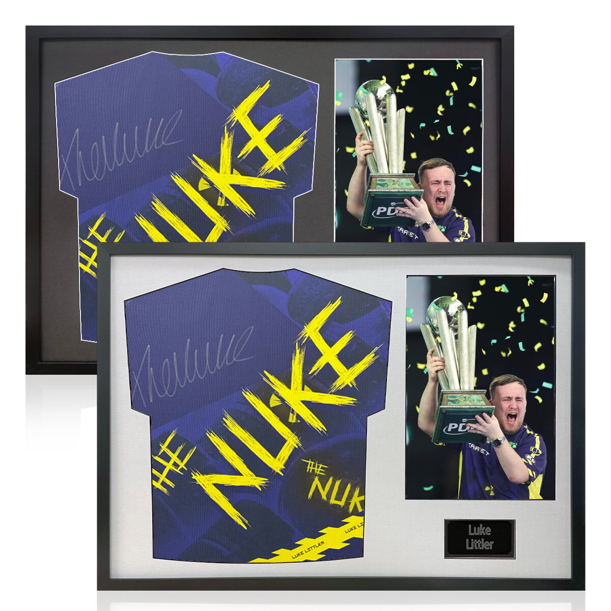 Luke Littler Signed Framed Snooker Shirt including 1 Photo in 2 Options: White or Black Mount