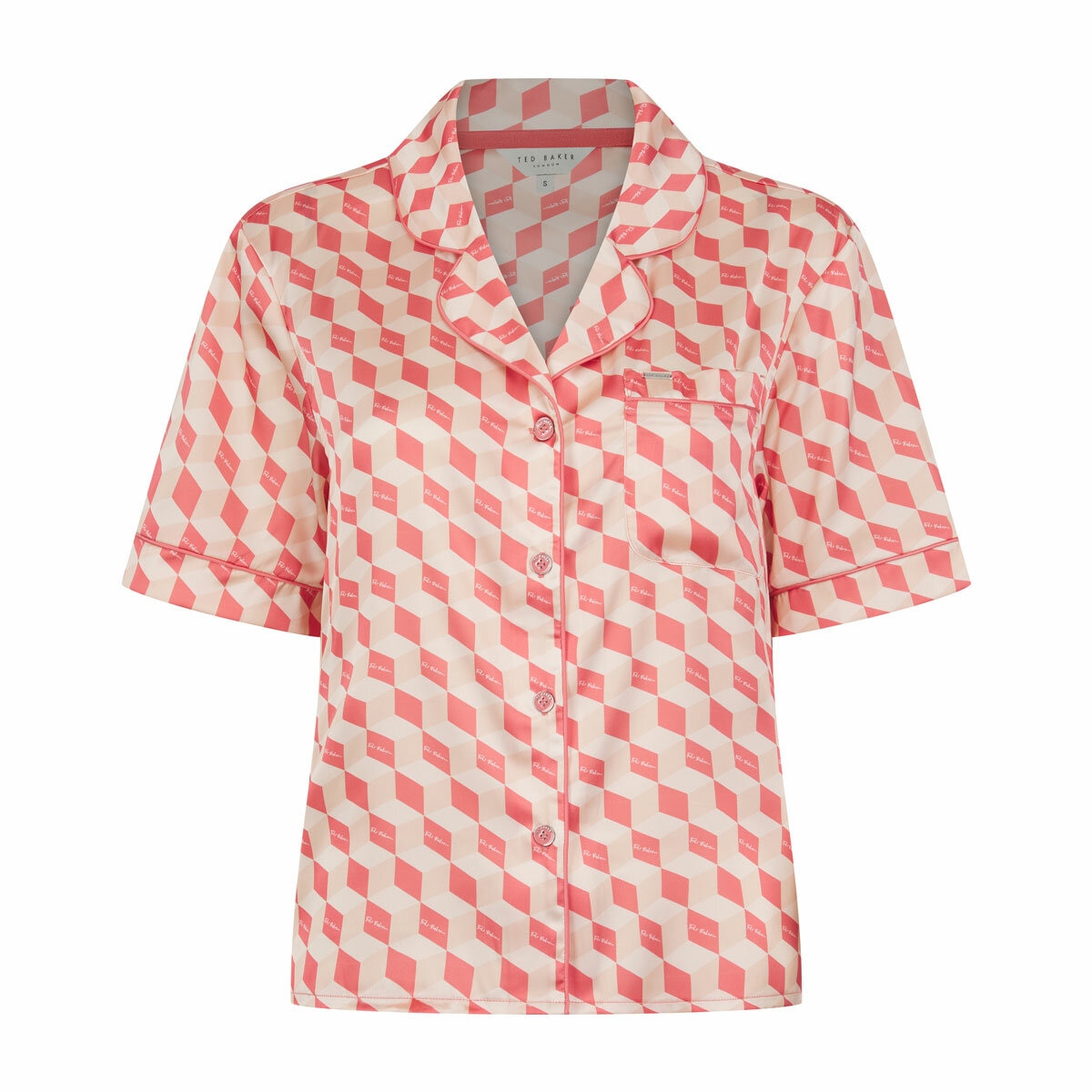 Ted Baker Ladies Satin 2 Piece PJ Set in Coral