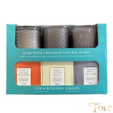 Torc Fragranced Textured Glass Candles, 3 Pack