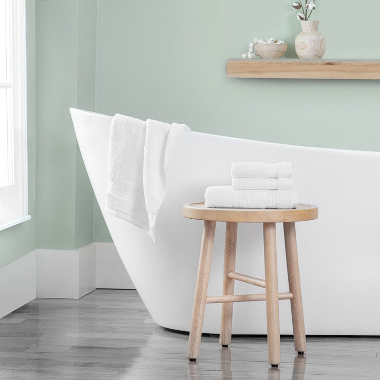 Grandeur 100% Cotton White Bath Towels, 2 Pack