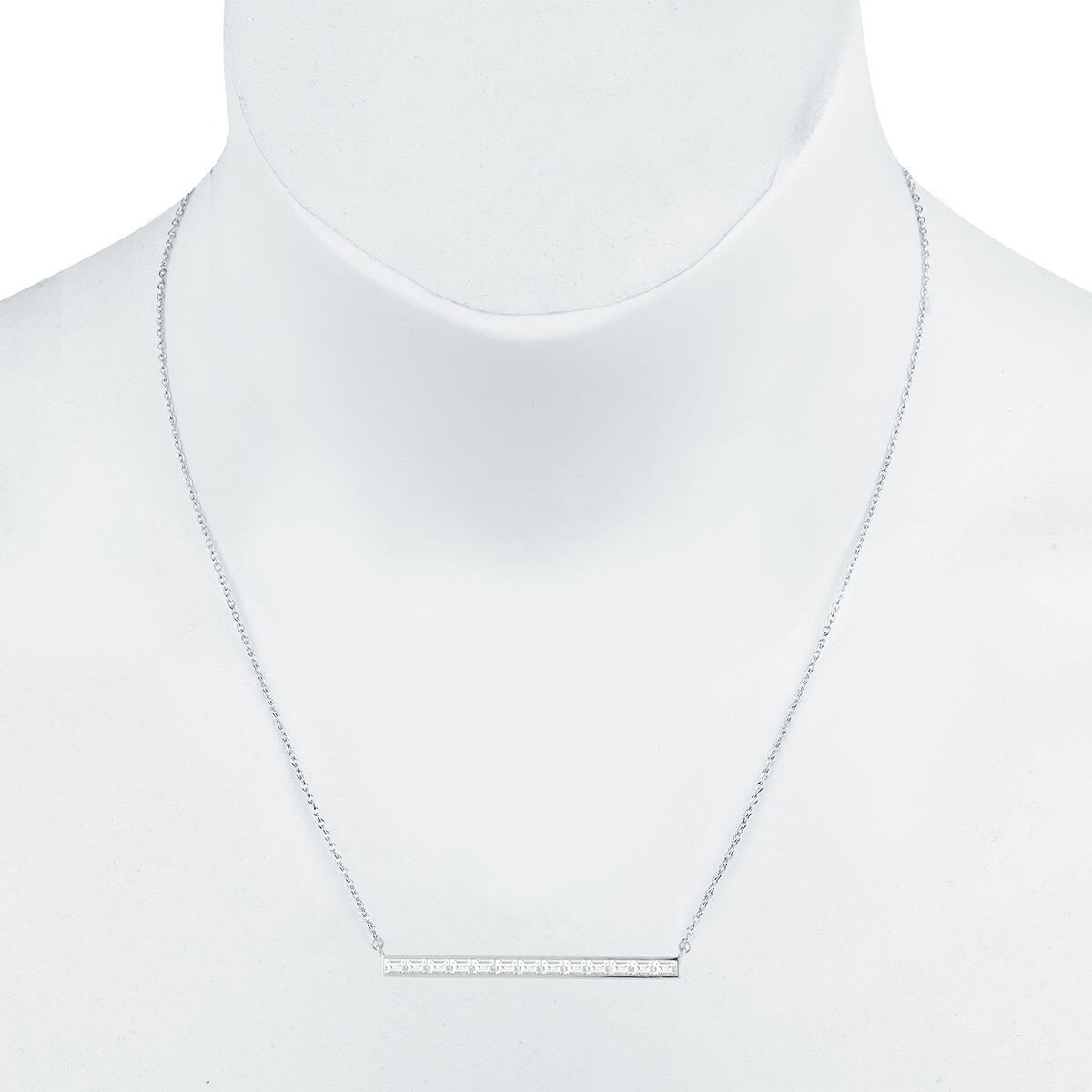 1.24ctw Baguette Cut Diamond Necklace, 18ct White Gold