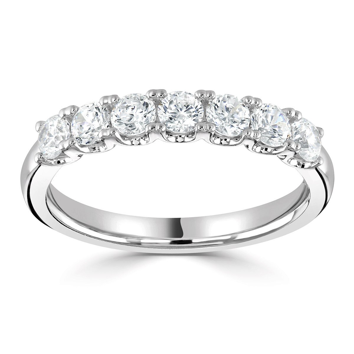 1.54ctw Round Brilliant Cut 7 Stone Diamond Ring, 18ct White Gold
